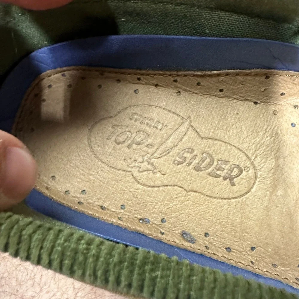 Sperry‎ Top-Sider Mens 7.5M Olive Green Corduroy Boat Shoes 10509851 Loafers